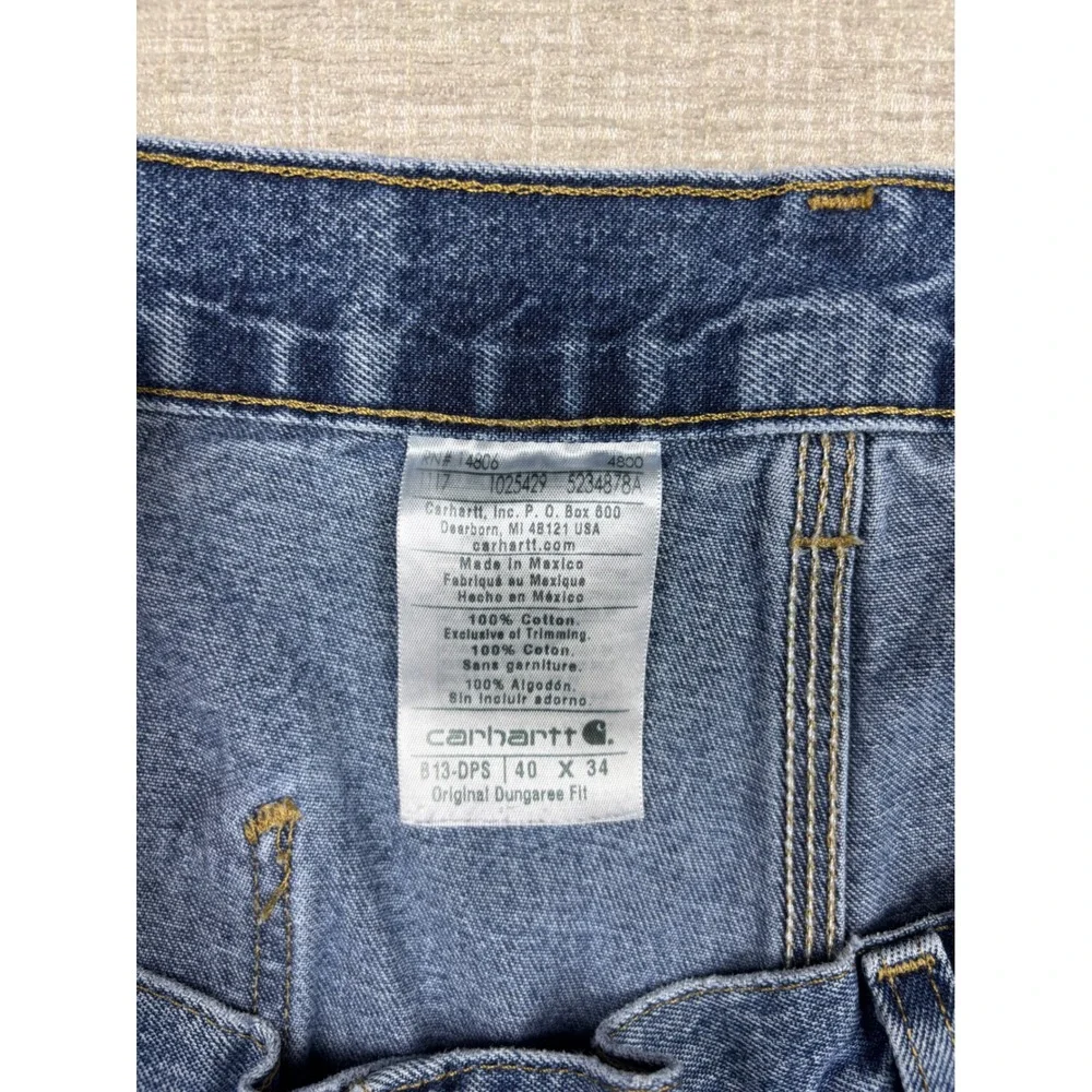 Carhartt B13-DPS Men's 40x34 Original Dungaree Fit Carpenter Blue Denim Jeans
